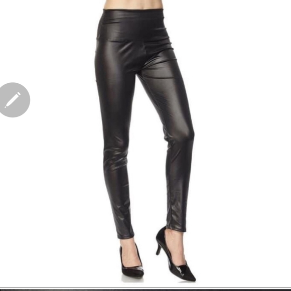 New Mix Pants - New Mix Leggings Womens Faux Leather High Rise NWT Size 2X/3X.  Black